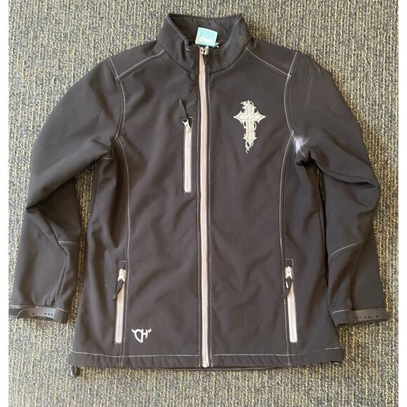 Cowgirl Hardware Women's M Embellished Cross Western Ranch Zip Up Jacket - Picture 3 of 5